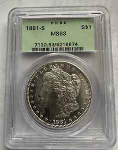 1881 S PCGS MS63 - REVERSE TONED Silver Morgan Dollar $1 US Coin *Key Date* - Picture 1 of 6