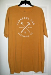 Linksoul Lab Graphic T Shirt Sz XL Mustard Yellow Soft Golf Make Par Not War - Picture 1 of 3