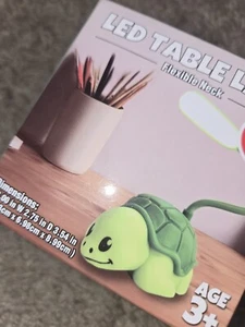 LED Table Lamp Flexible Neck age 3+ 8 In H X 3.75 W - Turtle Shaped - Picture 1 of 5