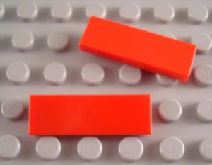 LEGO Lot of 2 Red 1x3 Smooth Flat Tiles - Picture 1 of 1
