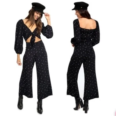 NEW Blue Life Planet Blue Isabel Tie Jumpsuit M - Image 1 of 4