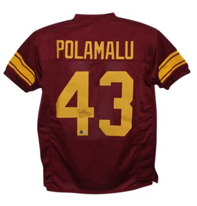 Troy Polamalu Autographed/Signed College Style Red XL Jersey Beckett BAS 33998 - Picture 1 of 3
