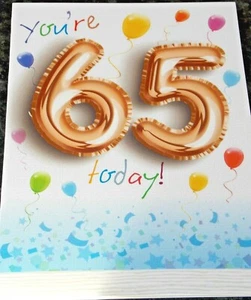 Du bist heute 65. Karte zum 65. Geburtstag von Card Ovation Karten. Luftballons Sortiment. - Bild 1 von 4
