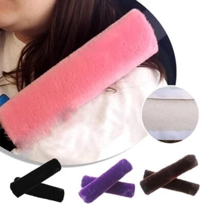 2X Soft Faux Sheepskin Car Seat Belt Pads Cover Shoulder Strap Covers M2I4 S6K7 - Picture 1 of 30