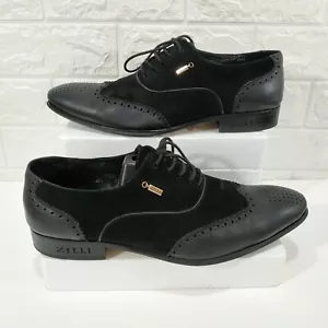 Scarpe originali ZILLI Oxford in pelle nera UK 10,5 EUR 41 (44) US 11,5 Made in Italy - Foto 1 di 12
