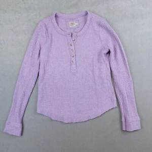 Faherty Womens Legend Apres Waffle Knit Henley Top Shirt Size Large Lavender - Picture 1 of 8
