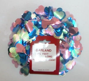NWT NEW Christmas Heart Garland Fuchsia Wire 25 feet Blue Pink Clear - Picture 1 of 1
