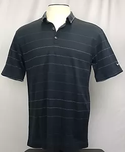 Camisa polo de golf para hombre Nike talla L grande de algodón azul marino a rayas - Imagen 1 de 6