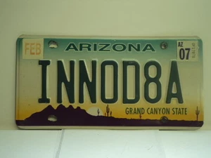 2007 Arizona Grand Canyon State Vanity Nummernschild INN0D8A AZ Februar - Bild 1 von 1