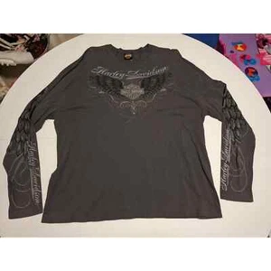 Harley Davidson Mens Gray Long Sleeve Pullover 3XL 2009 Salt Lake City Wings - Picture 1 of 12