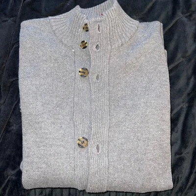 Nuevo con etiquetas Cárdigan de Cinco y Cuatro Botones Suéter Cuello Simulado Tejido Gris Informal Negocios - XL Foto 1 de 4