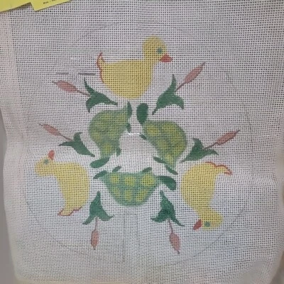 Yellow Duck Tortoise Hand Painted  Needlepoint Canvas Yarn Kit  14"×13" Marsh  - Image 1 of 4