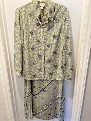 NUEVO SIN ETIQUETAS Vintage MODA BUG Vestido y Chaqueta TRAJE Floral Elegancia Plus 16W ❤️kc15m1 Foto 1 de 4