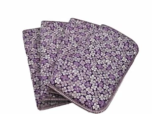 NEW Purple Floral Women's Soft Slip-In Eyeglass Case Qty 4 - Picture 1 of 5