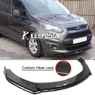 For Ford Transit Connect Front Bumper Lip Splitter Spoiler Body Kit CARBON Look - Image 1 of 4