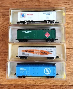 LOT OF 4 - N SCALE MODEL POWER BOX CAR PABST 3722 REX 3390 WP 3432 GN 3382 - Picture 1 of 3