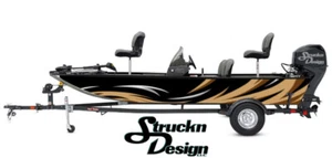 Retro Red Grey Curved Lines Black Vinyl Graphic Decal Kit Fish Boat Wrap USA - Picture 1 of 1