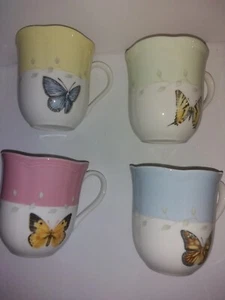 Lenox Butterfly Meadow Mug Cup Set of 4 Scallop Edge 12oz NIB - Picture 1 of 8