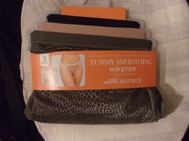 Warners Blissful Benefits 3 Pack Microfiber Tummy Smoothing Hipster 3 Tagles