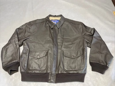 Chaqueta de bombardero de vuelo de cuero marrón de cuero aerotransportado de la Fuerza Aérea de colección para hombre XL Foto 1 de 4