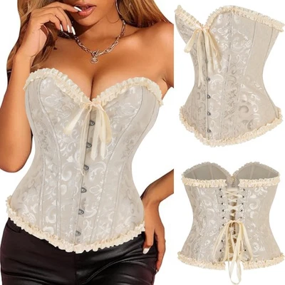 Halloween Mujeres Sobrebusto Corsé Top Bustier Con Cordones Disfraz Cintura Deshuesada Ajustador Foto 1 de 4