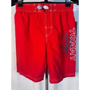 NWT Tommy Hilfiger Boys Tommy Red swim trunks mesh lining UPF 50 Size 10/12 - Picture 1 of 9