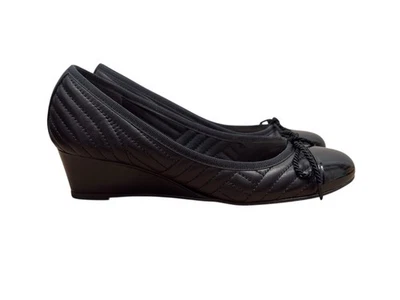⭐Bomba Paul Mayer Cuero Acolchado Negro Puntera Cuña 36/6 España $254 Foto 1 de 4