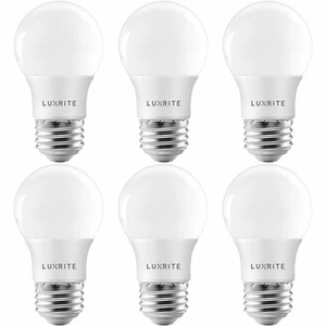 Luxrite A15 LED Light Bulb 40W Equivalent Dimmable 4000K 600lm E26 Base 6-Pack - Picture 1 of 8