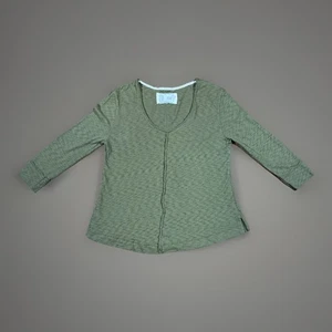 Maglia base Saturday Sunday/Anthro Georgie verde oliva Slub MED cucitura grezza - Foto 1 di 7