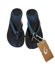 OLUKAI Ho'opio Leather Women Beach Sandals, Full-Grain Leather Flip-Flop Size 6 - Picture 1 of 2