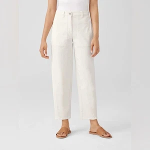 Pantalone Lanterna Eileen Fisher Cotone Biologico Non Tinto Denim Taglia 1X Gamba a Botte - Foto 1 di 11