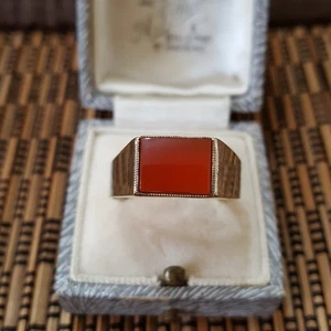 Vintage 925 Sterling Silber Herren Ring, echter Karneol, Größe V,5 US 10,75  - Bild 1 von 8