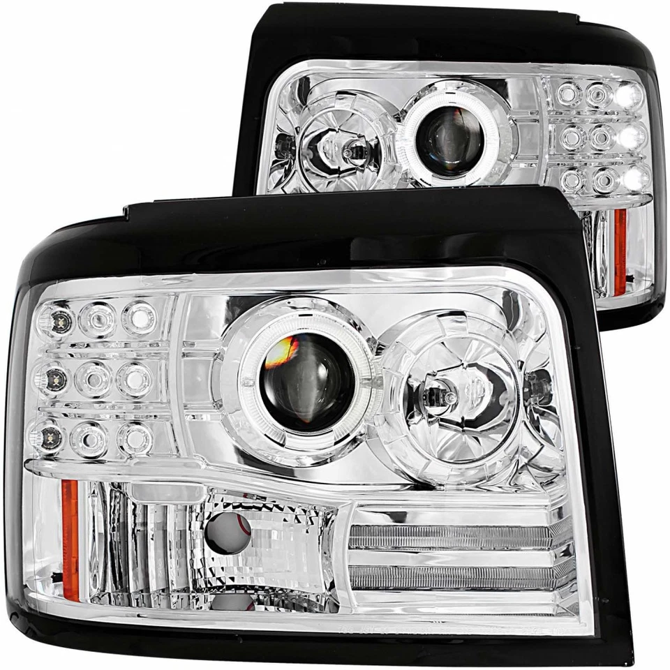 Faros proyectores ANZO para Ford F-250/F-350 1992 93 94 95 1996 con cromo halo Foto 1 de 4