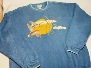 Vintage Sansabelt Sport Strick Pullover mit Enten Herren Gr. XLarge 100% Baumwolle Blau - Bild 1 von 12