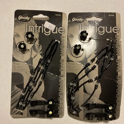 Juegos de envoltura/correte de banda para el cabello con cuentas negras Goody Intrigue nuevos 2000 (2 juegos) G20 Foto 1 de 4