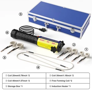 Magnetic Induction Heater Kit + 8 Coils Portable Heat Induction Tool Free Case - Picture 1 of 14