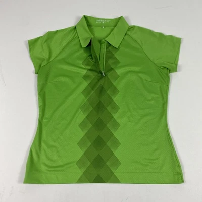 Camisa de golf Nike para mujer verde mediana Dri-Fit cuarto cremallera Argyle Polo Top Foto 1 de 4