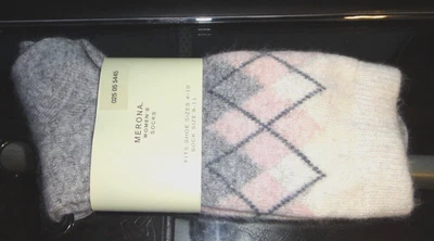 🆕️NUEVO CON ETIQUETAS 1 par LANA DE ANGORA 💕CALCETINES Mujer Pequeños 4 5 6 7 SUPERSUAVES Gris Rosa Merona Foto 1 de 4