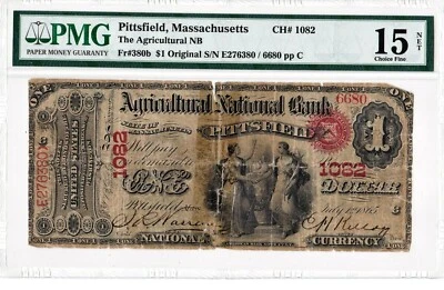 $1 1865 Original National PITTSFIELD Massachusetts MA "Mega Rare"((2 on Census)) - Image 1 of 2