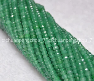 Natural Faceted 2x4mm Green Emerald Gemstone Rondelle Loose Beads 15 inches - Picture 1 of 6