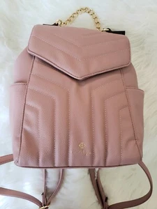 Nanette Lepore Pink Backpack Dusty Rose NWT Quilted Chic Handbag Chain Purse  - Picture 1 of 5