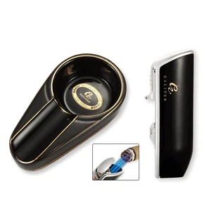 Black 3 Jet Torch Flame Cigarette Cigar Lighter W/ Punch Ceramic Cigar Ashtray - Picture 1 of 9