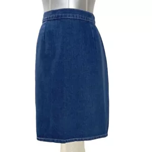 Bleistift Jeansrock 11/12 USA Carlyle Blue Jean Bronze Knöpfe Arbeit süß Vintage - Bild 1 von 7