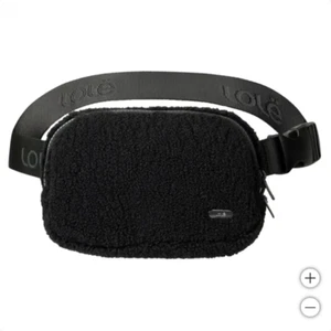 Black Lole Fleece Belt Bag, Unisex One Size Fits Most, Two-Way Zipper New - Picture 1 of 8