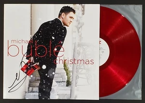 ALBUM DISCO FIRMATO MICHAEL BUBLE CHRISTMAS COLOR VINILE ALBUM CON CERTIFICATO JSA - Foto 1 di 2