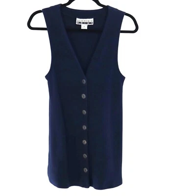 Reference Point 毛衣背心女式 M 海军蓝 Y2K 复古学院风休闲学院 80 年代 — 第 1/4 张图片