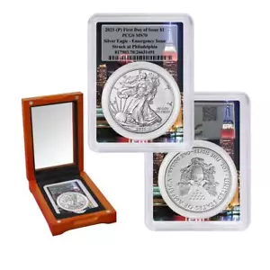 2021(P) PCGS MS70American Silver Eagle Emergency Issue Empire State Building FDI - Foto 1 di 1