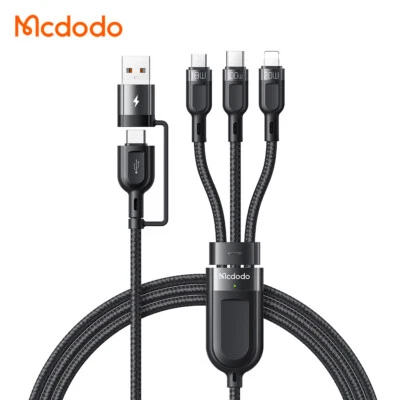 Mcdodo 3-in-2 Multi USB Fast Charger Cable for iPhone USB C Micro 100W PD 6A - Image 1 of 4