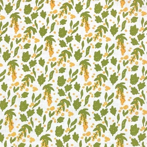 Modern Floral White Apparel Nursery Sewing Cotton Fabric 1/2 Yard - Picture 1 of 3