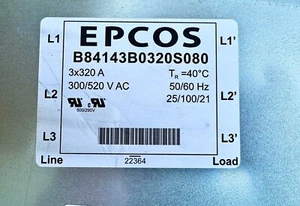 Netzfilter Power Line Filters EPCOS B84143B0320S080 3-Phase EMI/EMC Filter - Picture 1 of 8